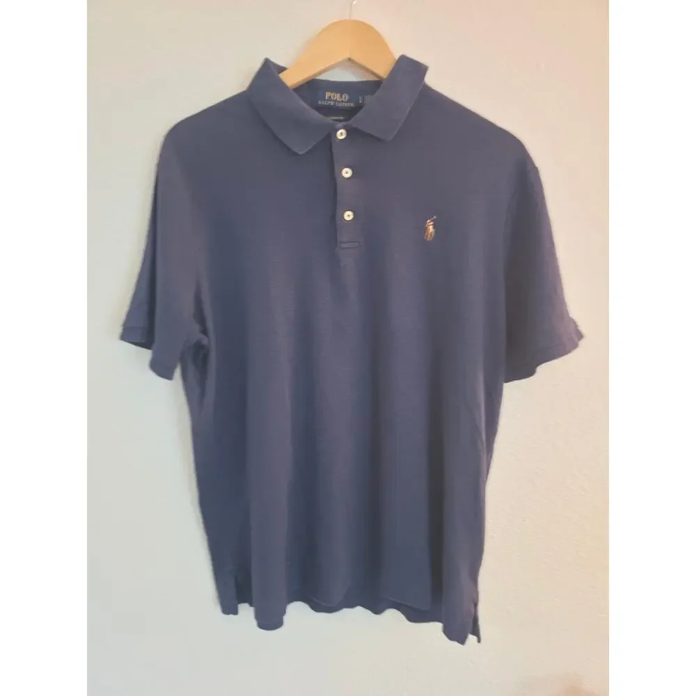 Polo Ralph Lauren Men’s Large Classic Fit Soft Cotton Blue Polo Shirt Pony L
